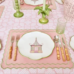 Pink & Green Pagoda Dinner Plate|Mrs. Alice Outlet