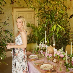 Pink & Green Pagoda Dinner Plate|Mrs. Alice Outlet