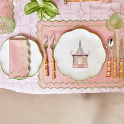 Pink & Green Pagoda Dinner Plate|Mrs. Alice Outlet