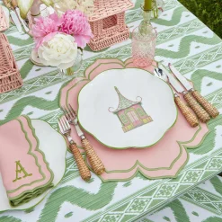 Pink & Green Pagoda Dinner Plate|Mrs. Alice Outlet