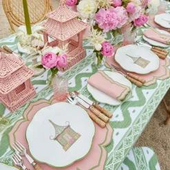Pink & Green Pagoda Dinner Plate|Mrs. Alice Outlet