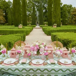 Pink & Green Pagoda Dinner Plate|Mrs. Alice Outlet