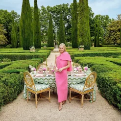 Pink & Green Pagoda Dinner & Starter Plates (Set Of 8)|Mrs. Alice Outlet