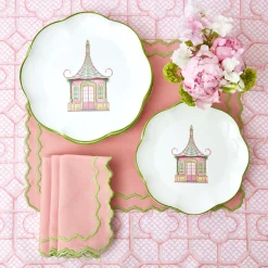 Pink & Green Pagoda Starter Plate (Set Of 4)|Mrs. Alice Outlet