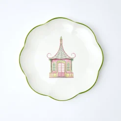 Pink & Green Pagoda Starter Plate (Set Of 4)|Mrs. Alice Outlet