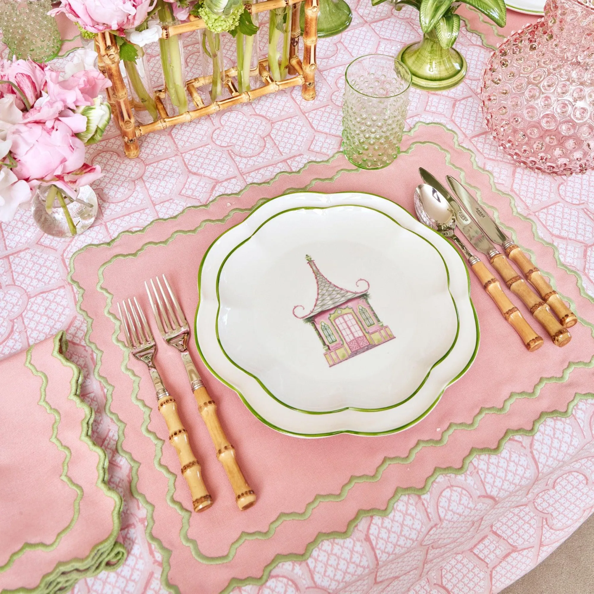 Pink & Green Pagoda Starter Plate|Mrs. Alice Discount