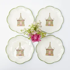 Pink & Green Pagoda Starter Plate (Set Of 4)|Mrs. Alice New