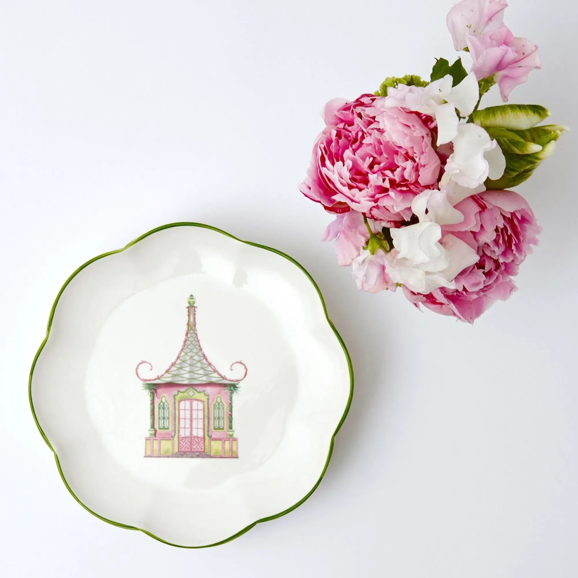Pink & Green Pagoda Starter Plate (Set Of 4)|Mrs. Alice New