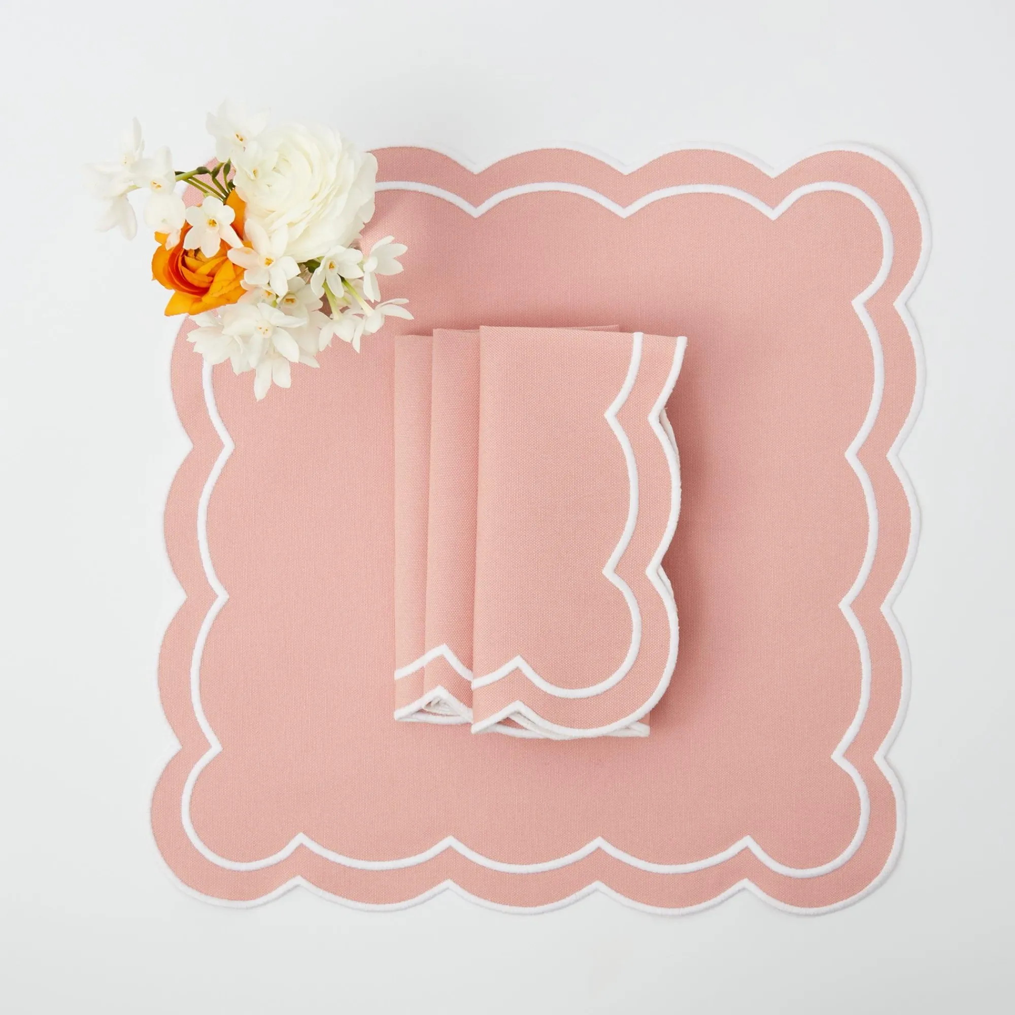 Pink Applique Napkins (Set Of 4)|Mrs. Alice Discount