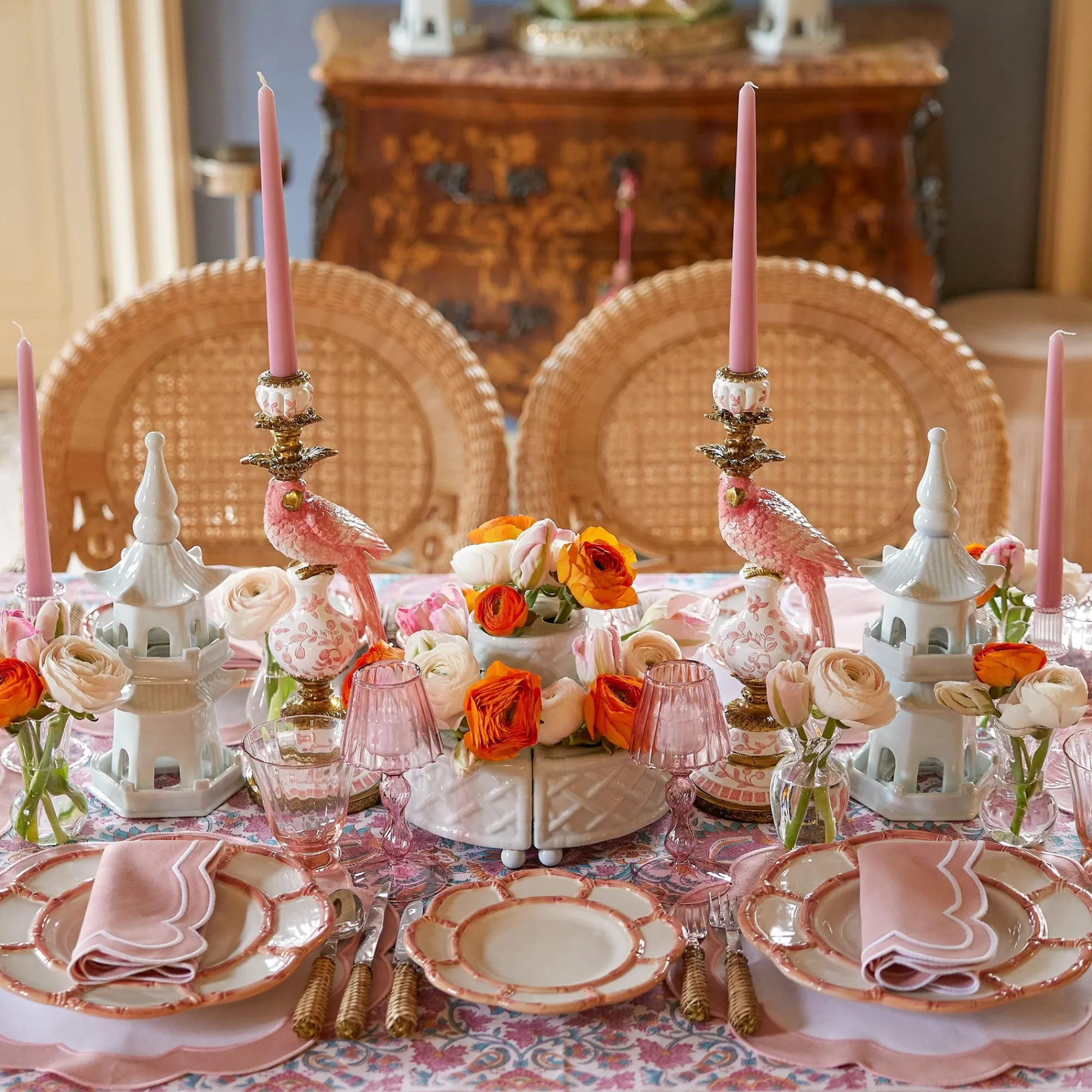 Pink Applique Napkins (Set Of 4)|Mrs. Alice Discount