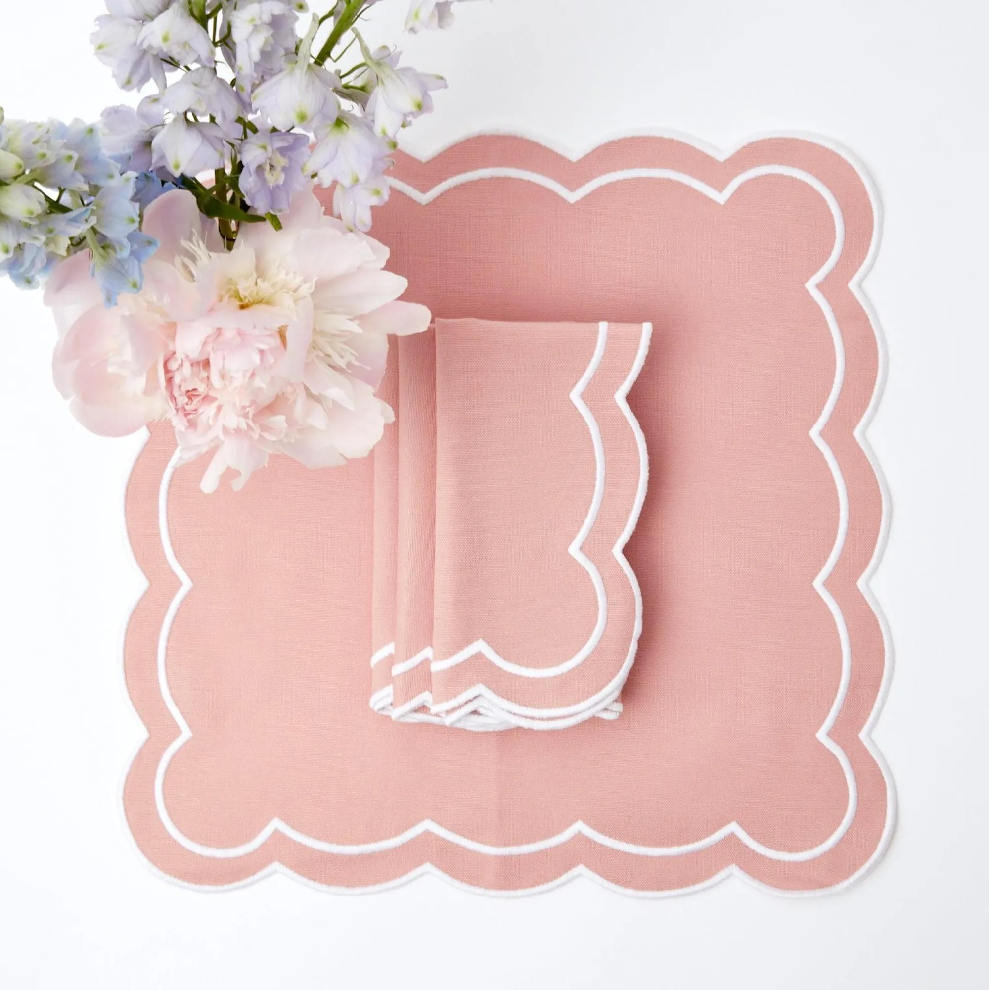 Pink Applique Napkins (Set Of 4)|Mrs. Alice Discount