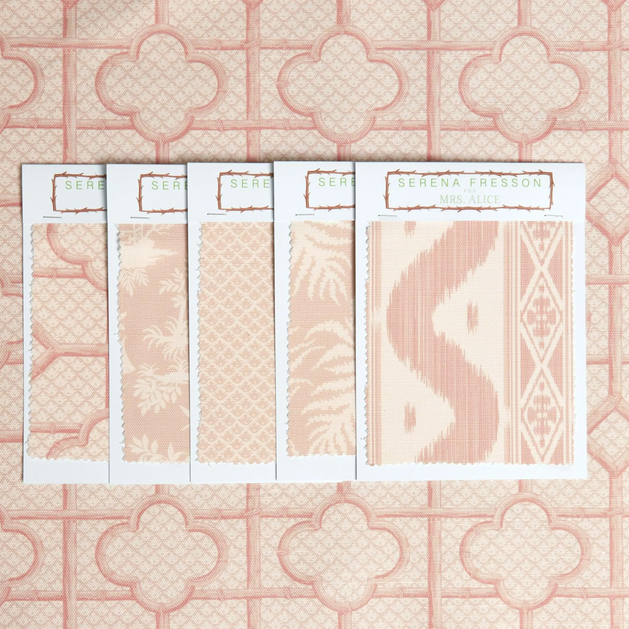 Pink Bamboo Trellis Fabric|Mrs. Alice Sale