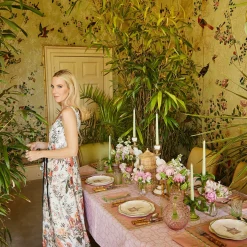Pink Bamboo Trellis Tablecloth|Mrs. Alice