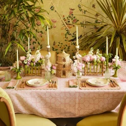 Pink Bamboo Trellis Tablecloth|Mrs. Alice