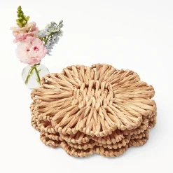 Pink Bamboo, Water Hyacinth & Pink Fringe Linen Set|Mrs. Alice