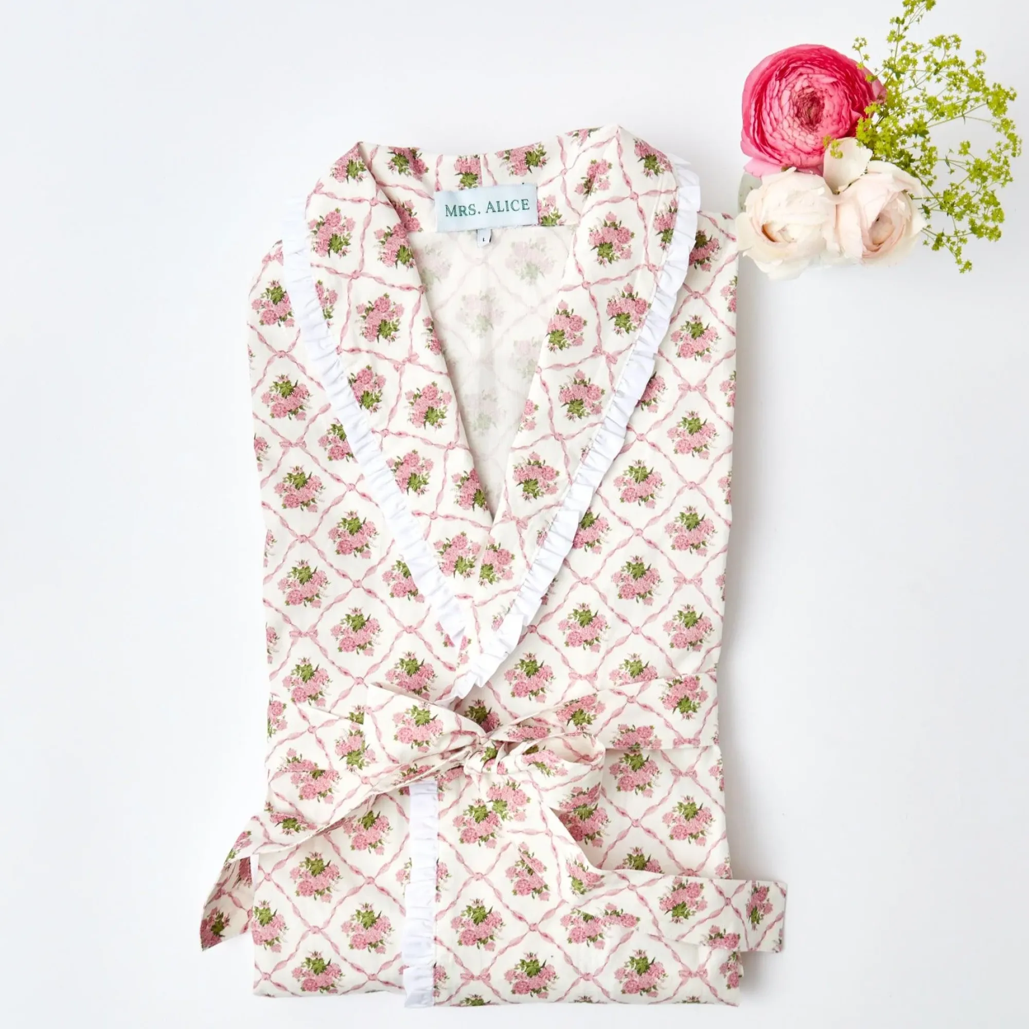 Pink Bouquet Dressing Gown|Mrs. Alice Discount