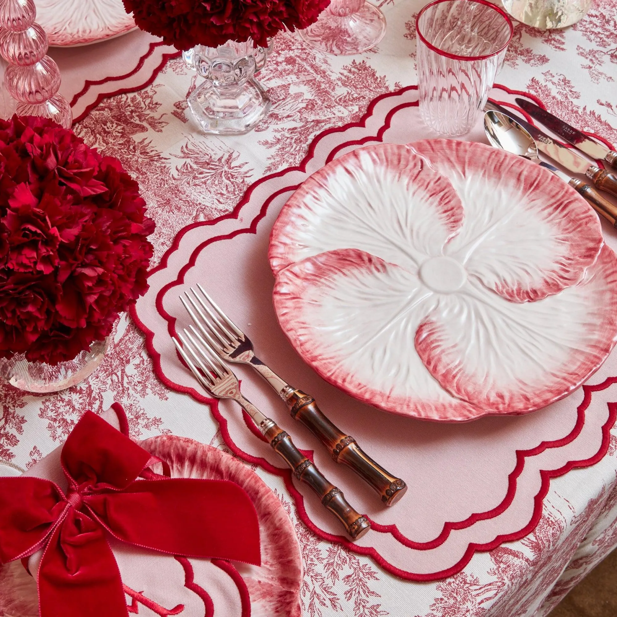 Pink Capri Lettuce Dinner Plate (Set Of 4)|Mrs. Alice