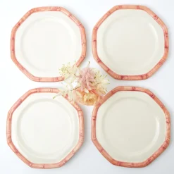 Pink Geometric Bamboo Dinner Plate (Set Of 4)|Mrs. Alice Online