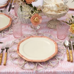Pink Geometric Bamboo Dinner Plate (Set Of 4)|Mrs. Alice Online