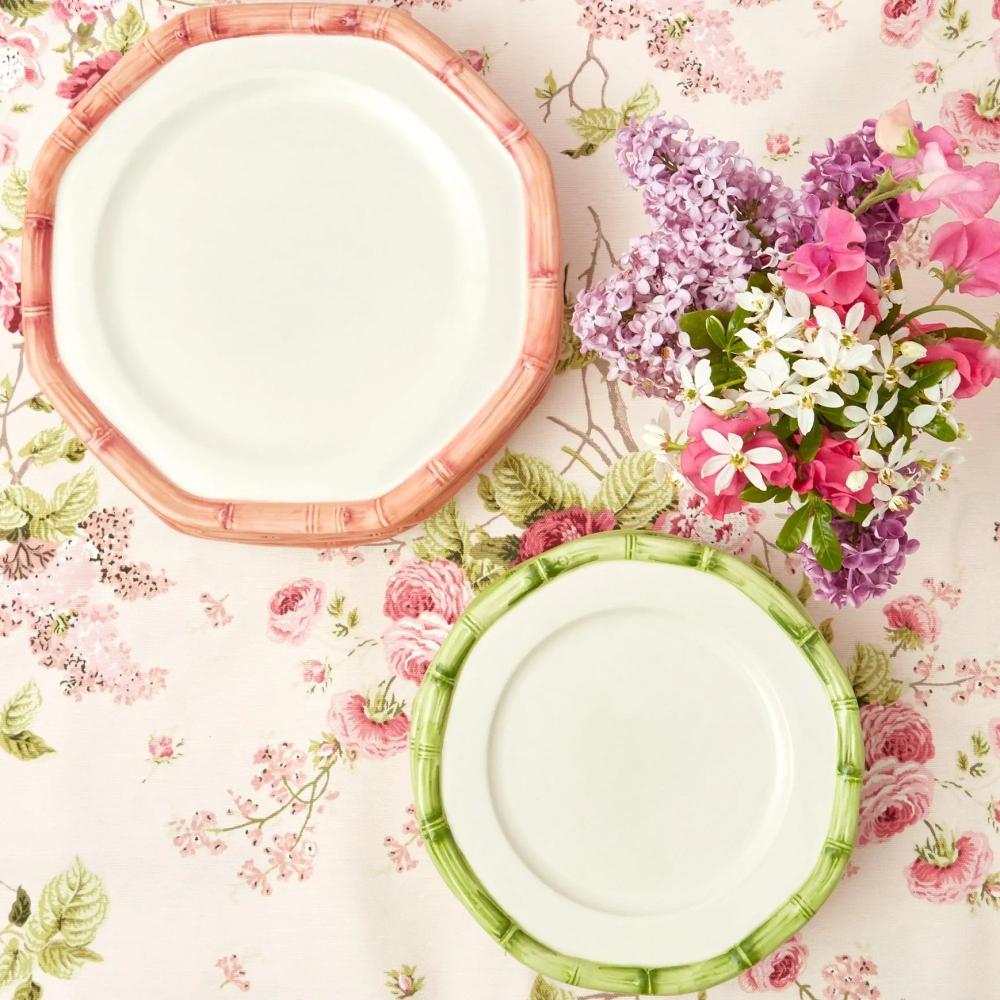 Pink Geometric Bamboo Dinner Plate|Mrs. Alice Sale