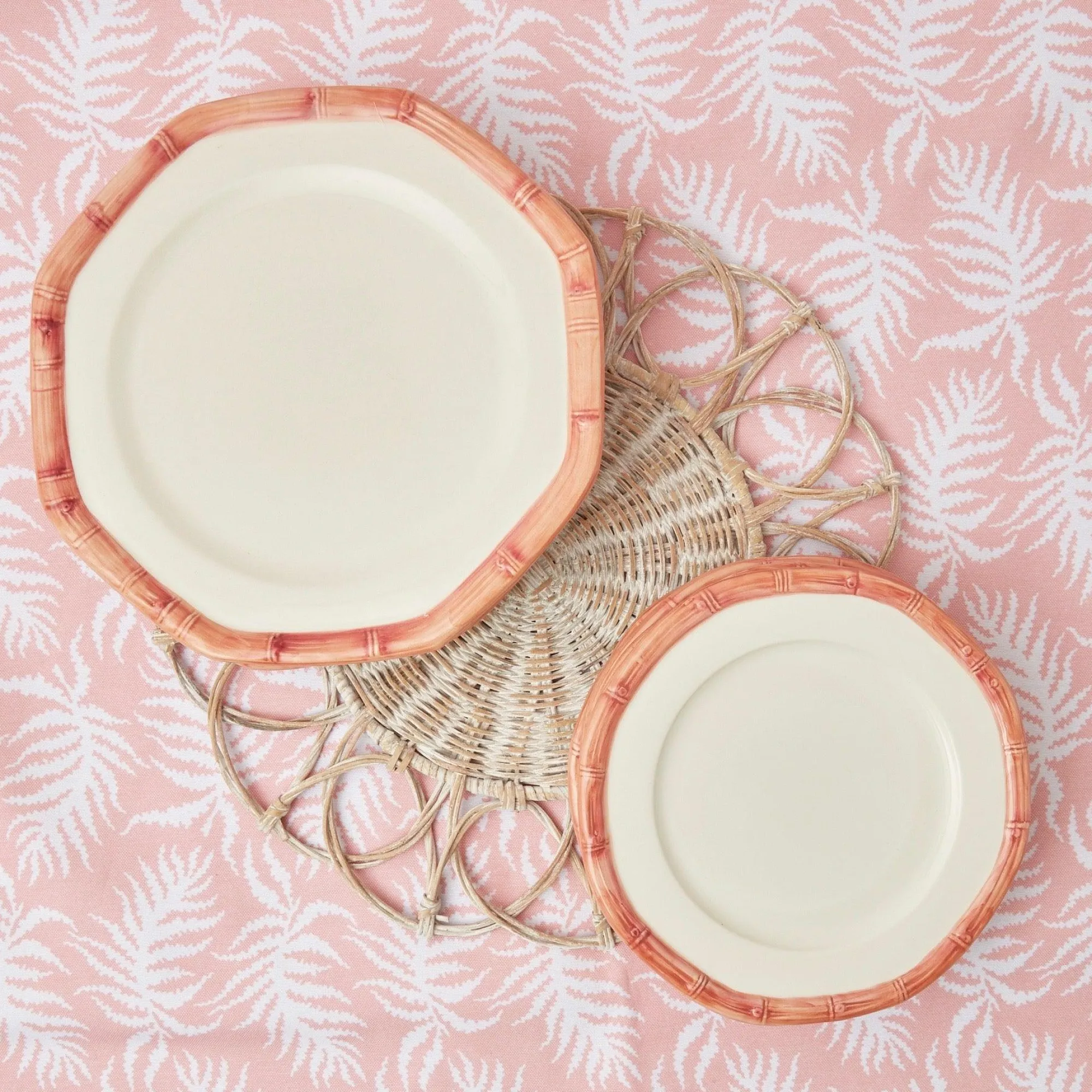 Pink Geometric Bamboo Dinner Plate|Mrs. Alice Sale