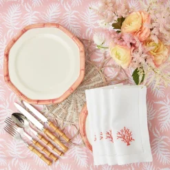 Pink Geometric Bamboo Dinner Plate (Set Of 4)|Mrs. Alice Outlet