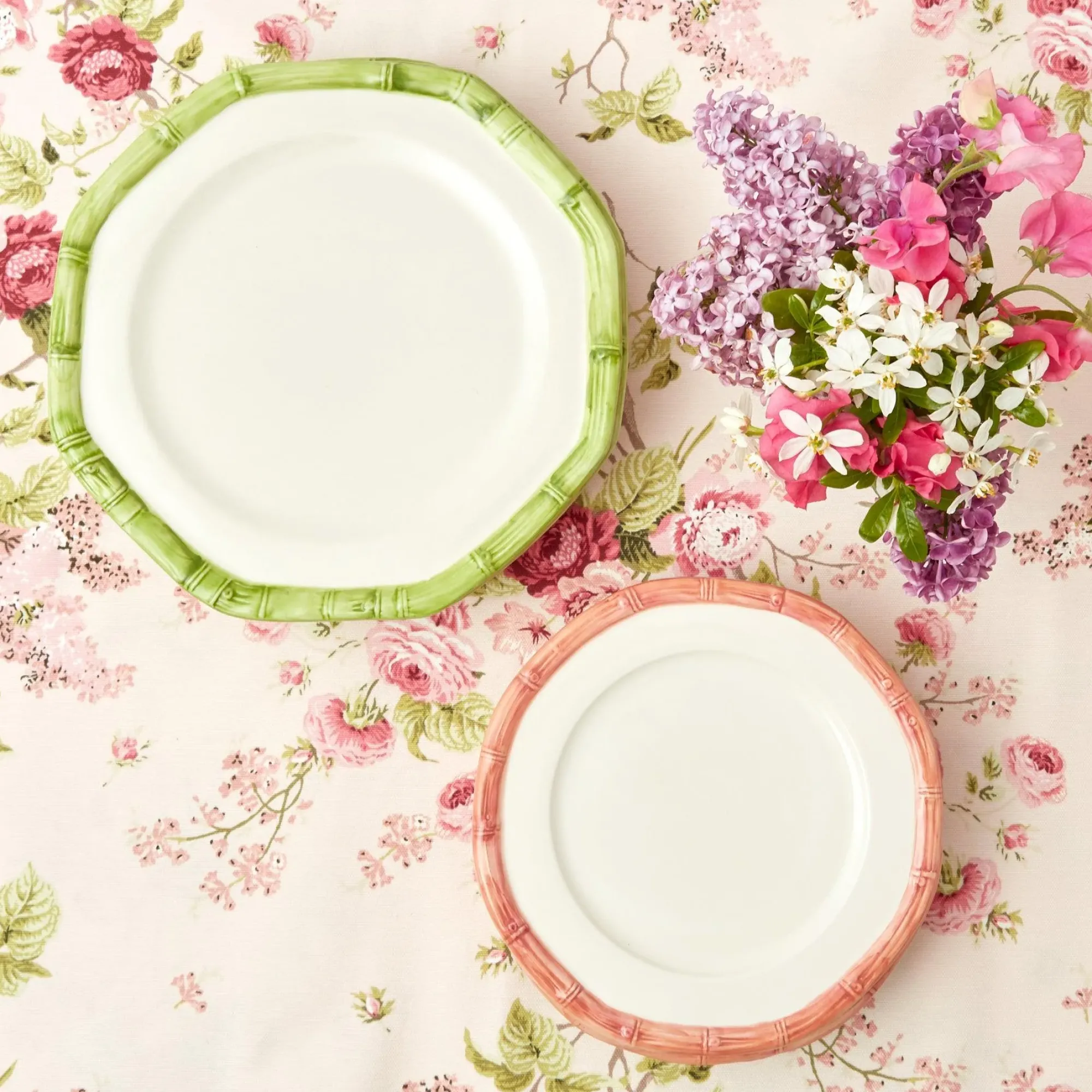 Pink Geometric Bamboo Starter Plate|Mrs. Alice Discount