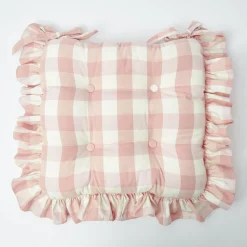 Pink Gingham Ruffle Seat Pad Cushion (Set Of 4)|Mrs. Alice Sale