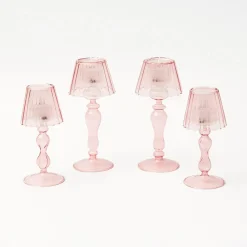 Pink Glass Lantern Tea Light Holder Set|Mrs. Alice Best