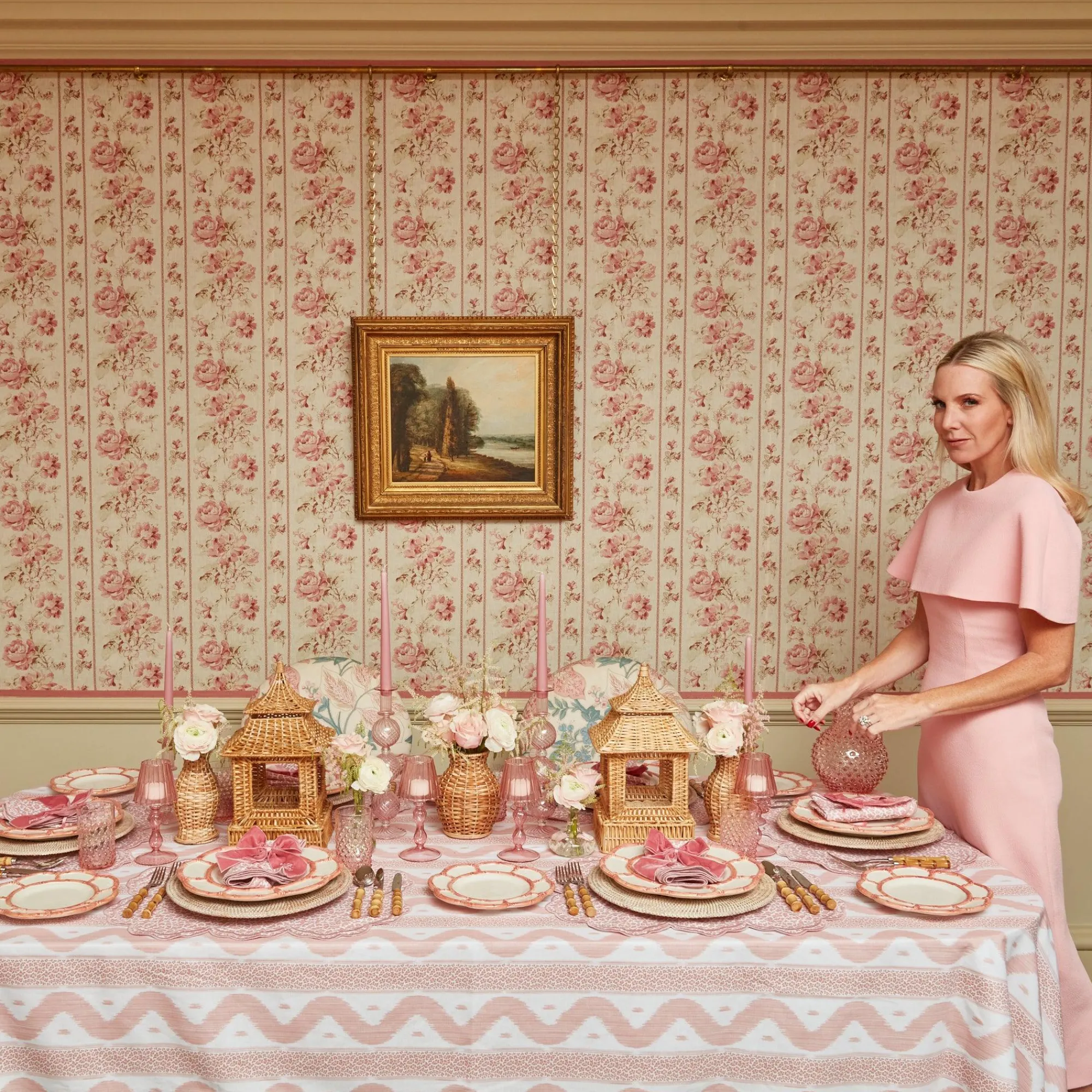 Pink Leopard Ikat Tablecloth|Mrs. Alice New