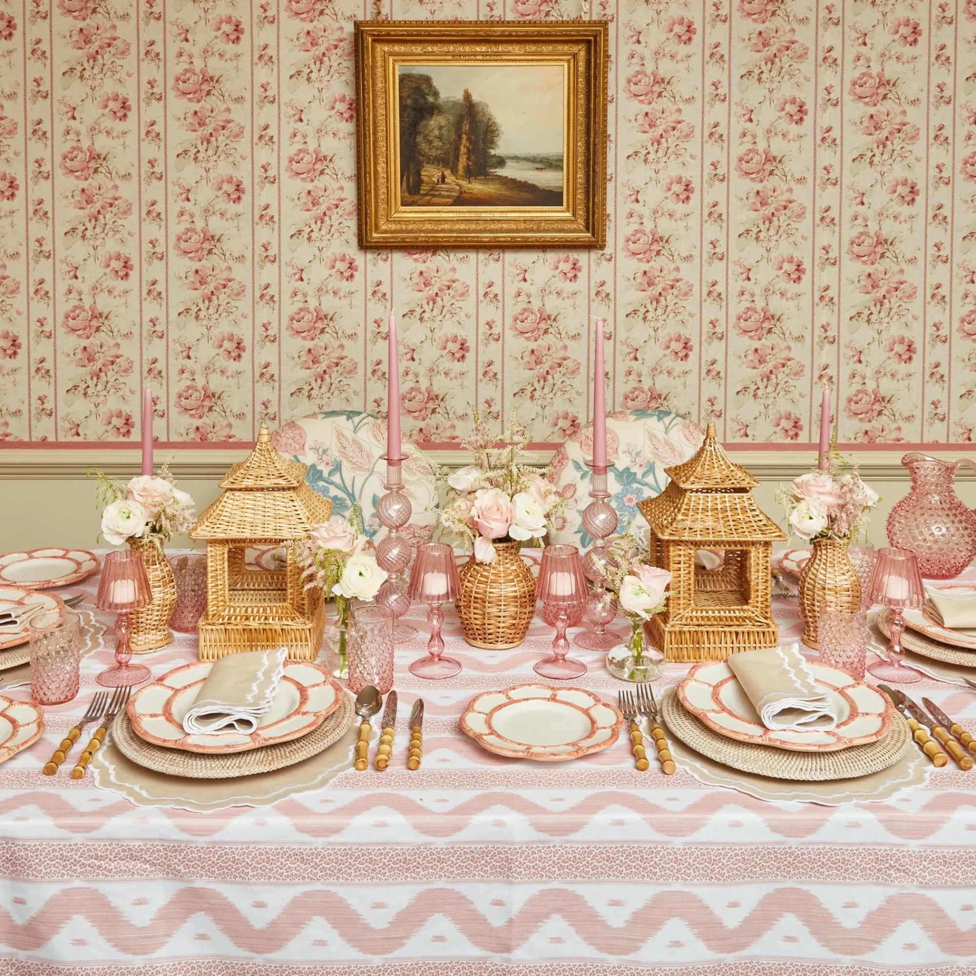 Pink Leopard Ikat Tablecloth|Mrs. Alice New