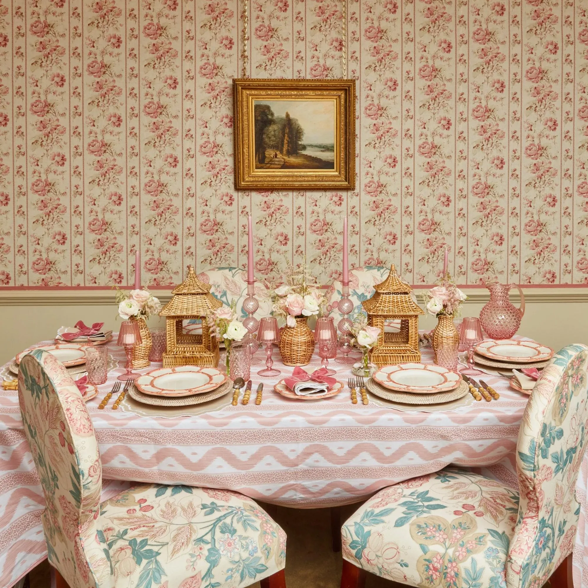 Pink Leopard Ikat Tablecloth|Mrs. Alice New