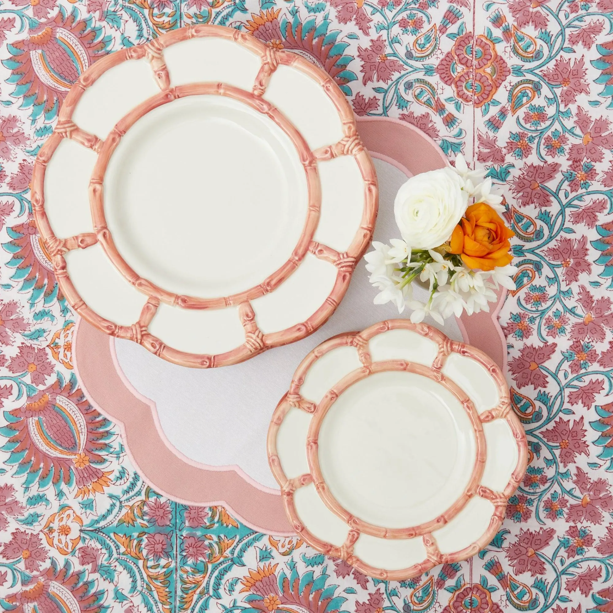 Pink Petal Bamboo Dinner & Starter Plates (Set Of 8)|Mrs. Alice