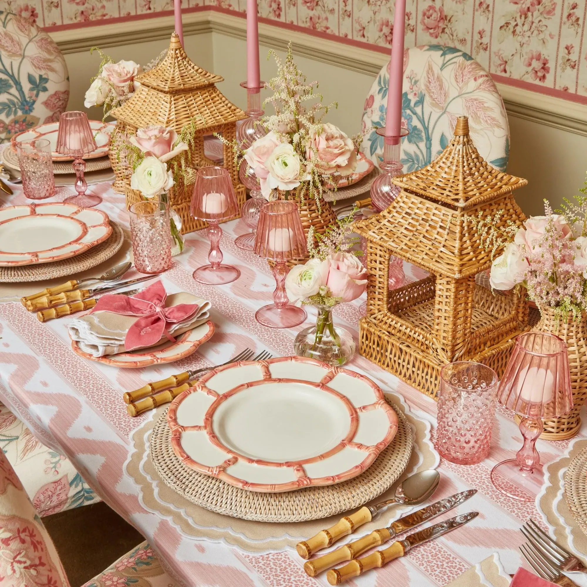 Pink Petal Bamboo Starter Plates (Set Of 4)|Mrs. Alice Sale