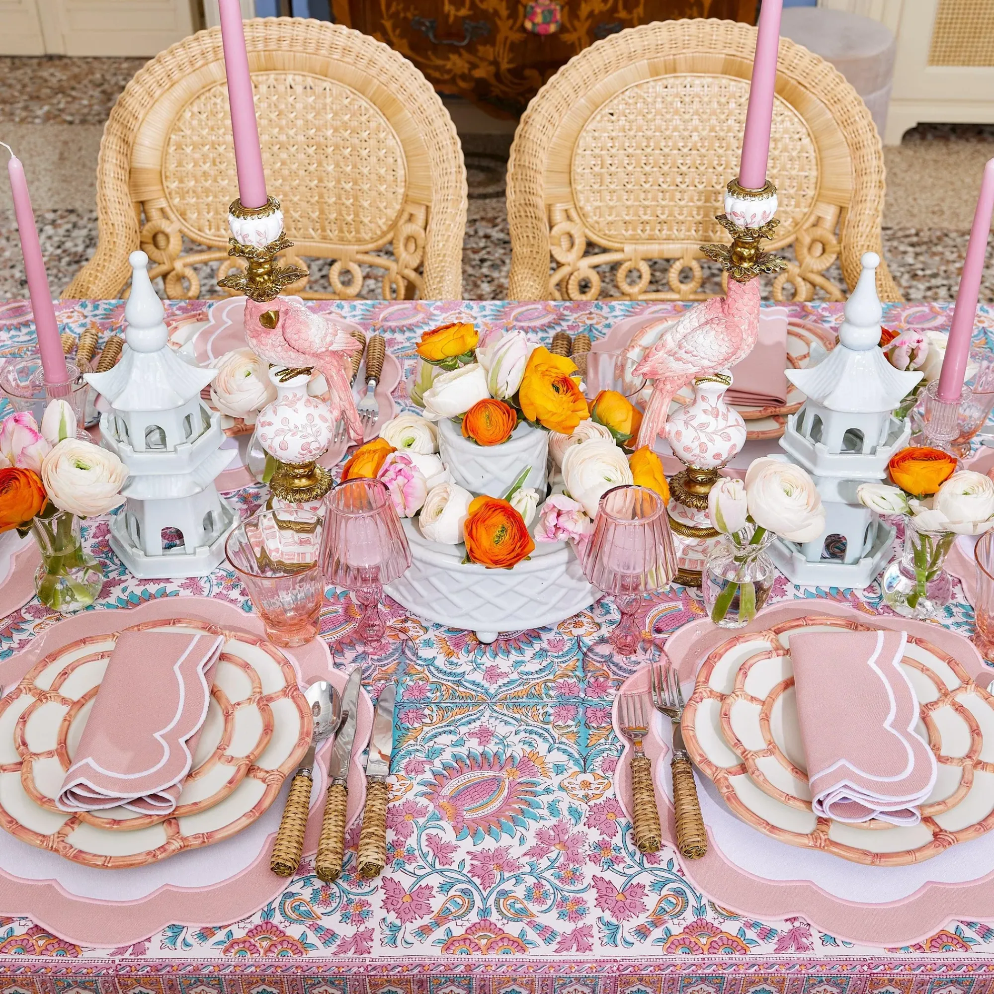 Pink Petal Bamboo Starter Plates (Set Of 4)|Mrs. Alice Sale