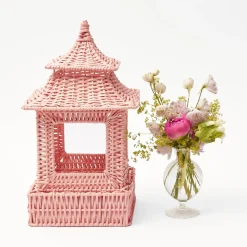 Pink Rattan Pagoda Lantern Set|Mrs. Alice