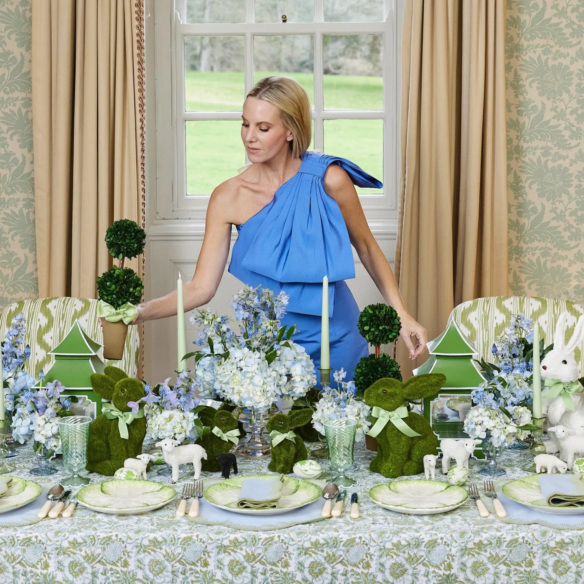 Potted Boxwood With Green Bow Decoration Set|Mrs. Alice Outlet