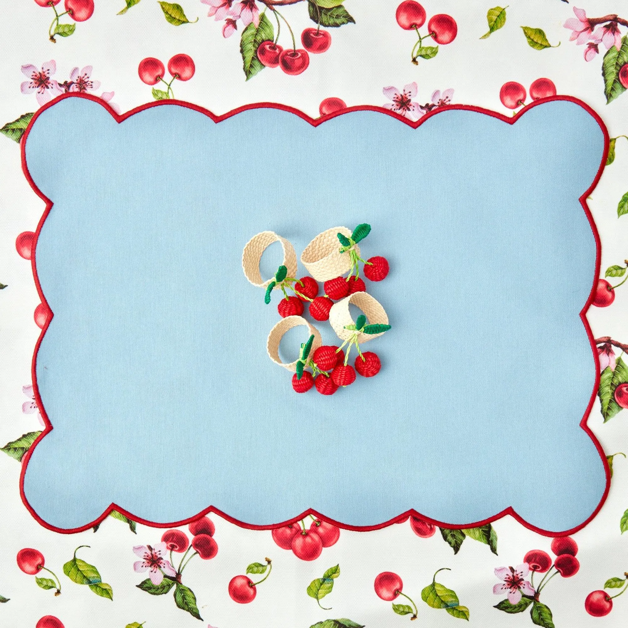 Raffia Cherry Napkin Holders (Set Of 4)|Mrs. Alice Clearance