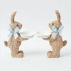 Rattan Blue Ribboned Rabbit With Basket (Pair)|Mrs. Alice Outlet