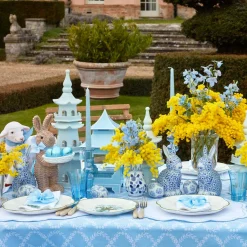 Rattan Blue Ribboned Rabbit With Basket (Pair)|Mrs. Alice Outlet