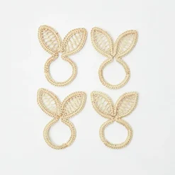 Rattan Bunny Napkin Rings (Set Of 4)|Mrs. Alice Online