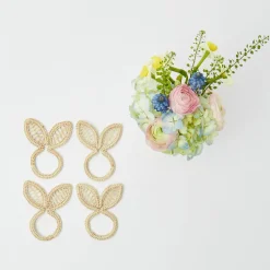 Rattan Bunny Napkin Rings (Set Of 4)|Mrs. Alice