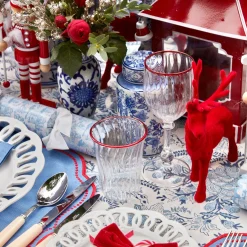 Red Rim Glassware (Set Of 8)|Mrs. Alice Discount