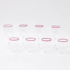 Red Rim Glassware (Set Of 8)|Mrs. Alice Discount
