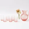 Rose Pink Hobnail Water Glasses & Jug Set|Mrs. Alice Best