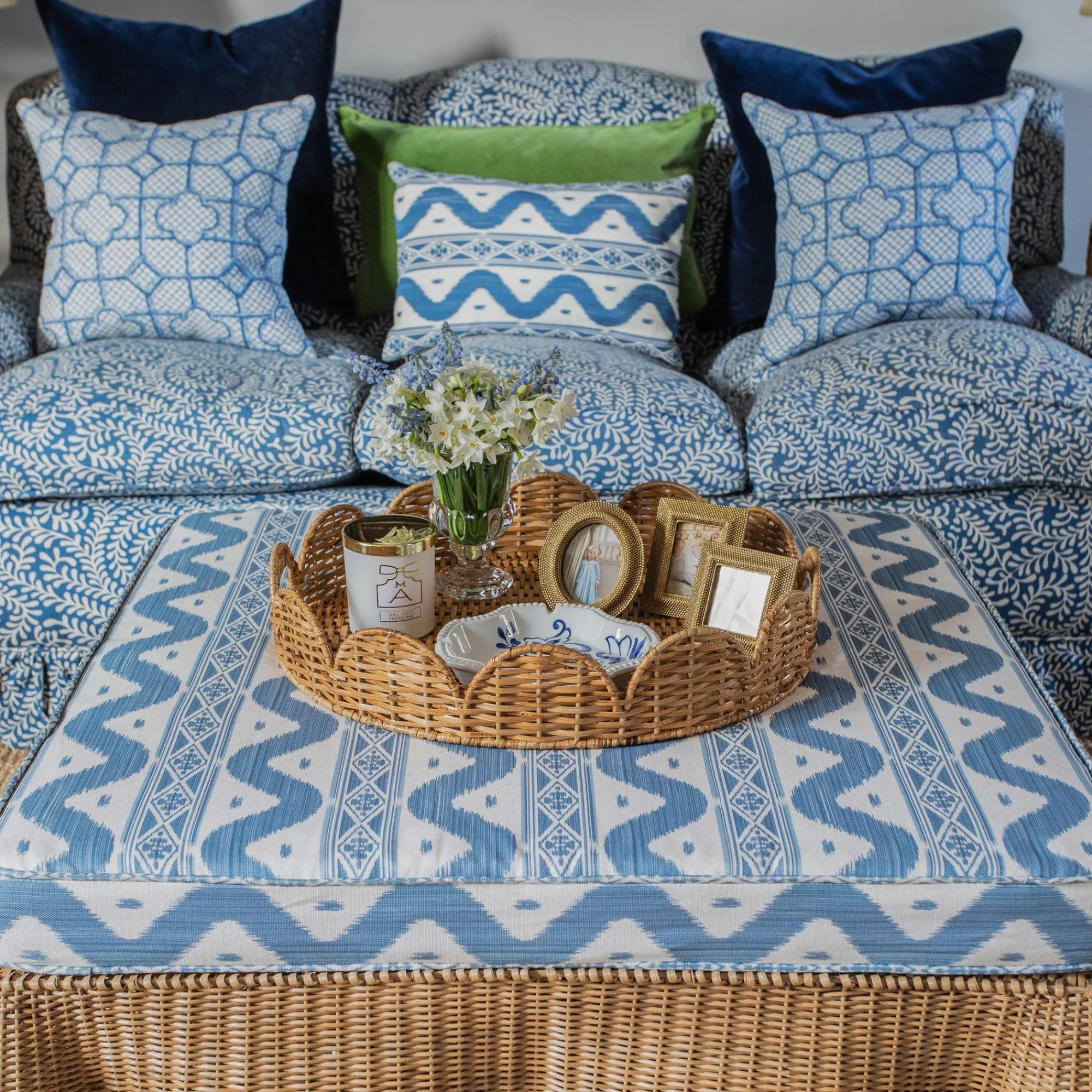 Round Rattan Scalloped Tray|Mrs. Alice Sale