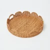 Round Rattan Scalloped Tray|Mrs. Alice