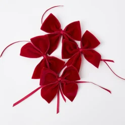 Ruby Red Velvet Napkin Bows (Set Of 4)|Mrs. Alice Clearance