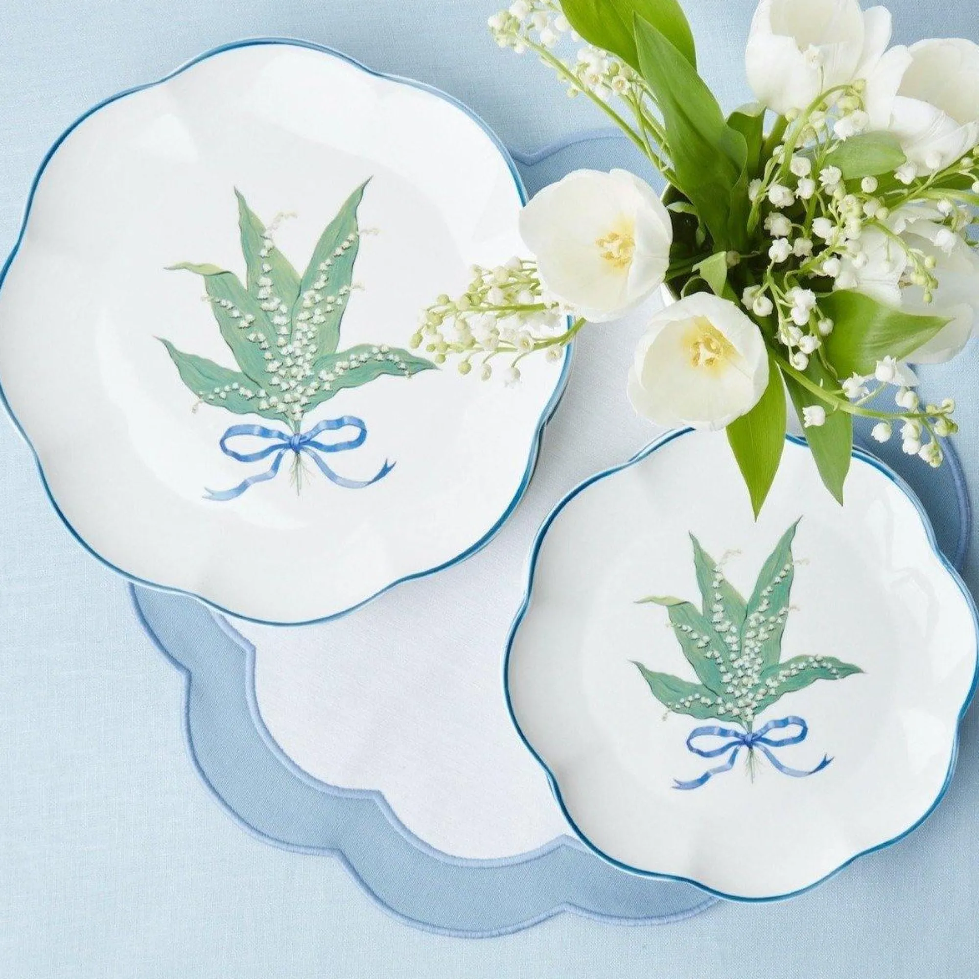 Scalloped Lily Of The Valley Starter Plate (Set Of 4)|Mrs. Alice Hot