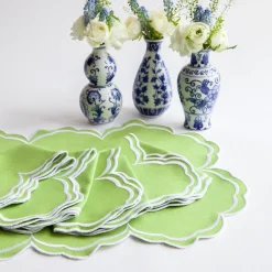 Serena Apple Green Scalloped Placemats (Set Of 4)|Mrs. Alice Clearance